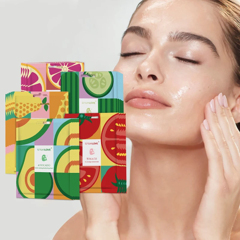 Face Sheet Mask Organic Plant Fruit Whitening Moisturizing Beauty Skin Care Facial Mask