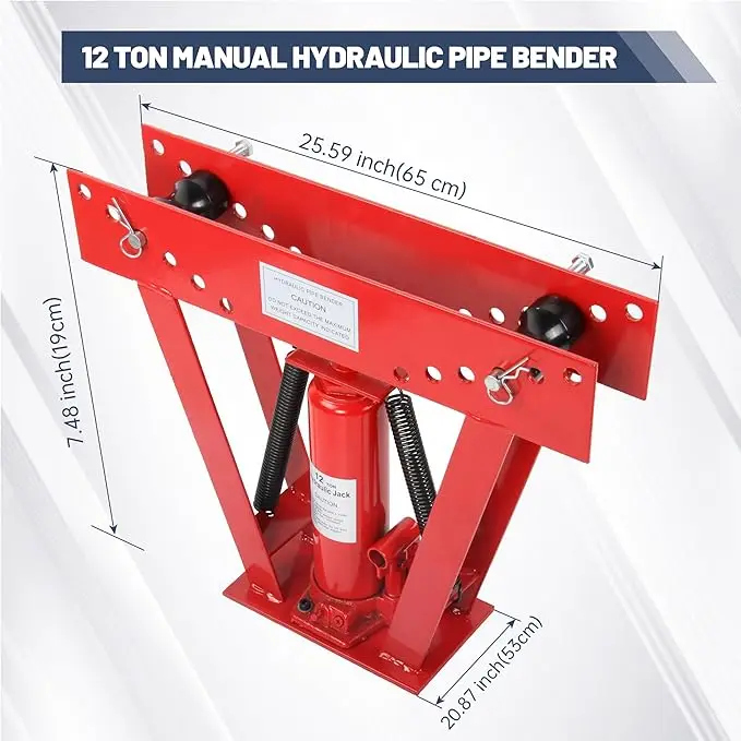 12 Ton Hydraulic Pipe Tube Bender Manual Heavy-Duty Hydraulic Bending Machine Hydraulic Tubing Bender Tool
