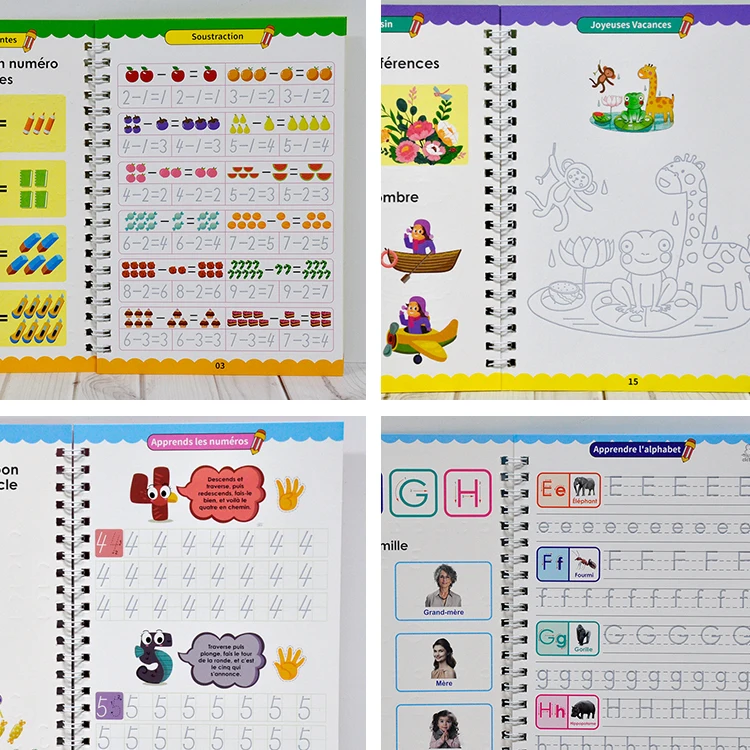 Kid All In One Exercises Work Book Hand Writing Draw And Learn Magic Book For Children French