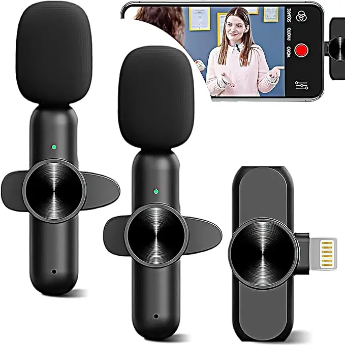 Portable 2 In 1 Wireless Microphone Interview Audio  Broadcast Comic For Horn Videos Recording