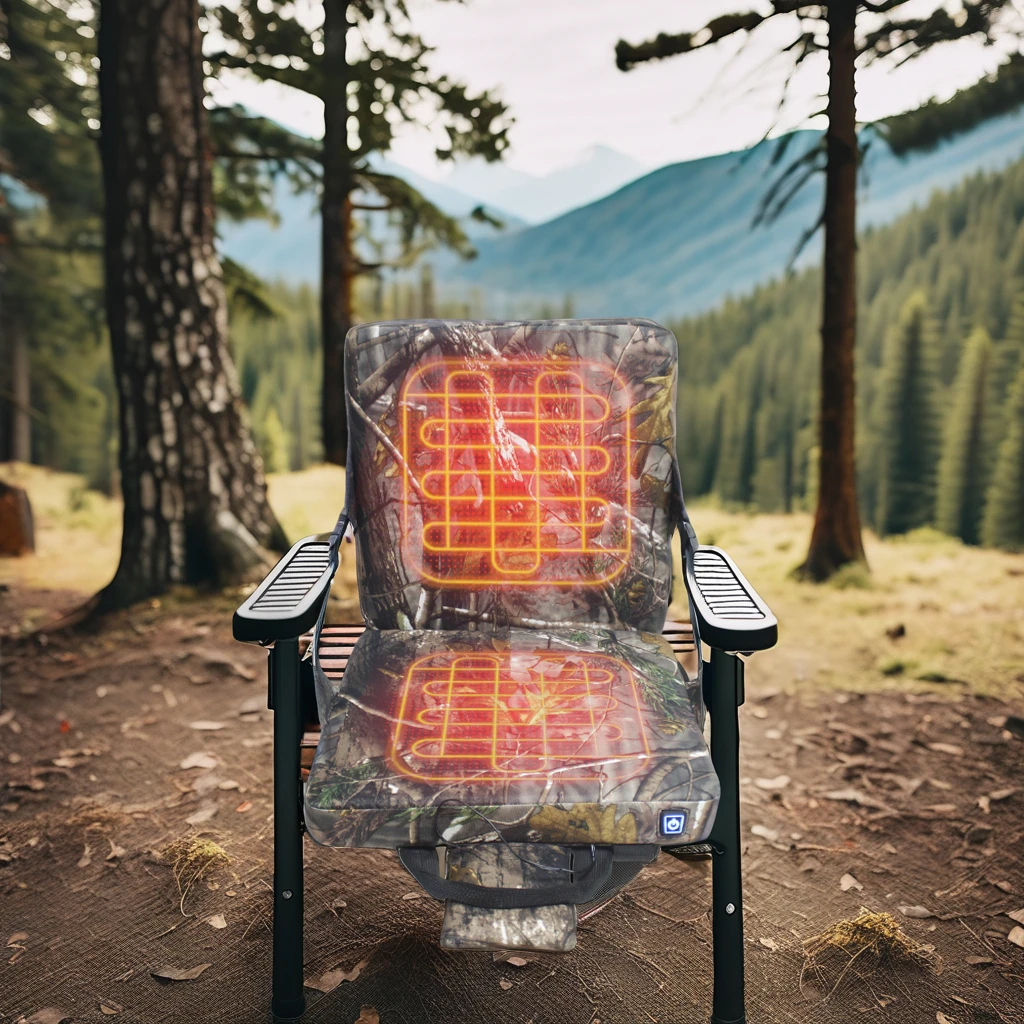 USB Waterproof 3-Mode Adjustable Heated Indoor Outdoor Sports Chair Pad 2pcs Portable Foldable Seat Plastic Metal Camping