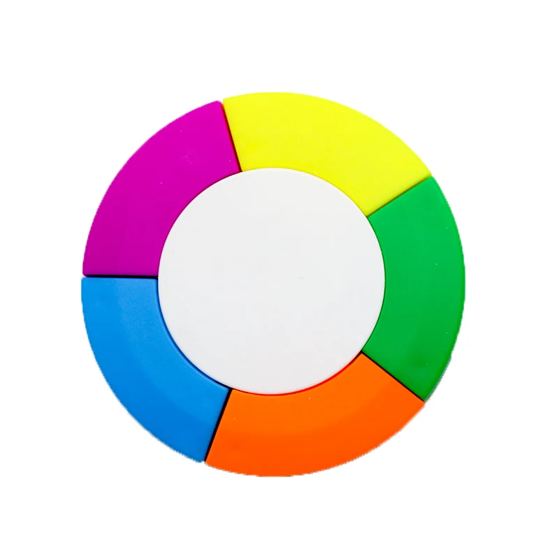 Custom Logo 5 in 1 circular Shape Highlighter for Promotion Gift Fluorescent Ink Color Highlighter with Customized Logo