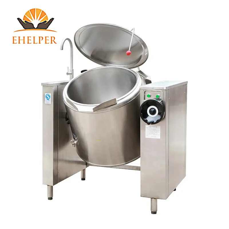 Fast food kitchen machine gas tilting brat pan with jacket burner soup boiling kettle stockpot fire sauce cooking pan