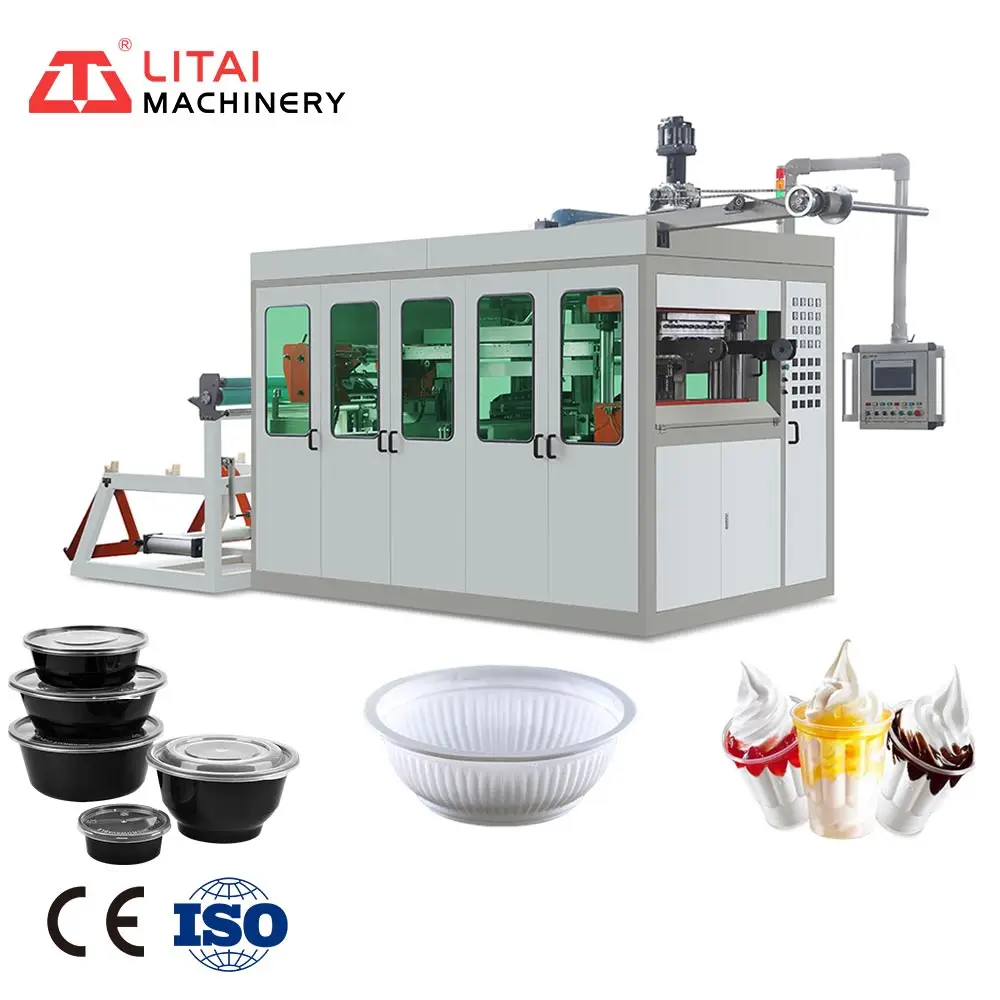 Automatic Plastic Tray Disposable PP Container Bowl Box Lid Thermoforming Machine