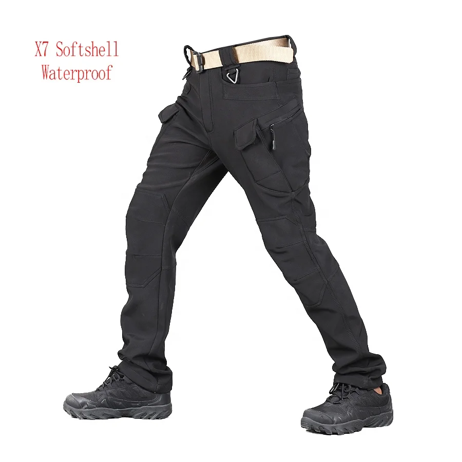 Мужские Водонепроницаемые Тактические Брюки Softshell, боевые штаны для походов и охоты, брюки-карго с несколькими карманами, зимние брюки