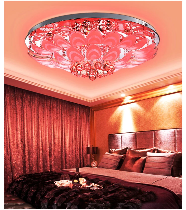 low ceiling flower small red light crystal chandelier