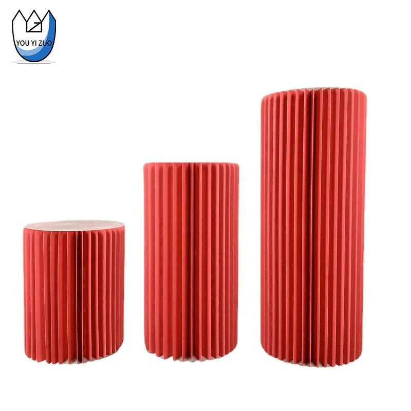 YOUYIZUO Hot Sale Fold Paper  Pillar Roman Pedestal  Plinths Display Acrylic Wedding Round