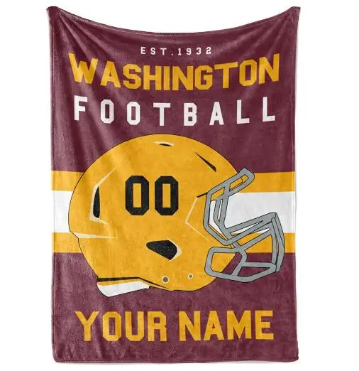 Washington Commanders factory helmet custom Gridiron Fleece Throw Blanket Flannel Plush 50 inches x 60 inches