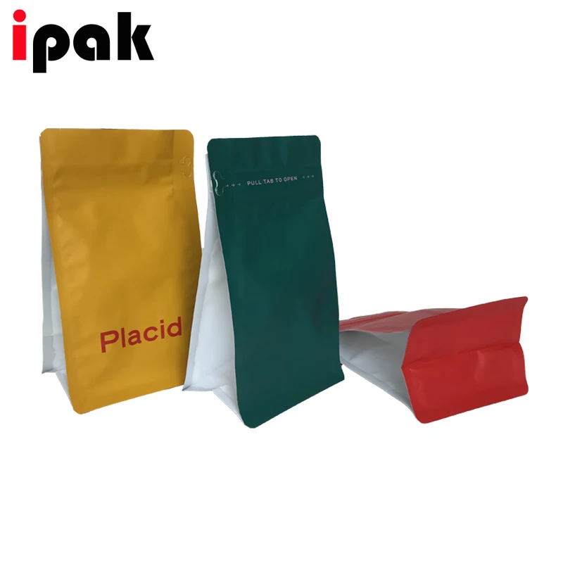 250g 500g 1kg 12oz  Custom Empty Coffee Bags Flat Bottom Coffee Pouch Custom Printed Coffee Beans Packaging Bags