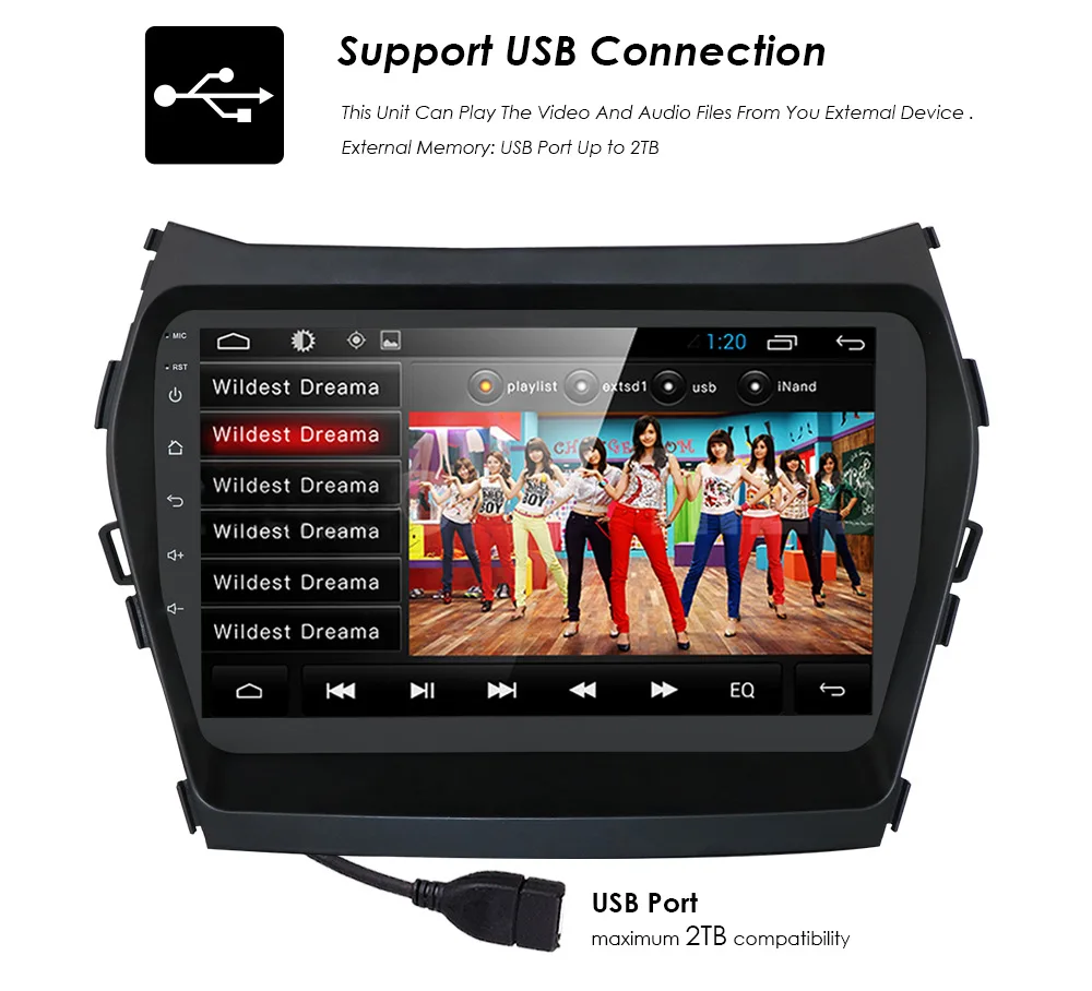 YHT Android 10 Car DVD Player For Hyundai IX45 Santa Fe 2013-2017 Radio Stereo 9 inch GPS Navigation BT DSP Audio Video