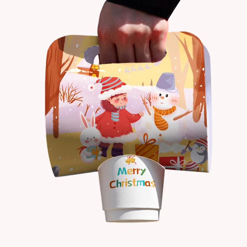 LOKYO 1 2 4 Cup carrier custom design cardboard to go disposable take away paper cups holder with handle