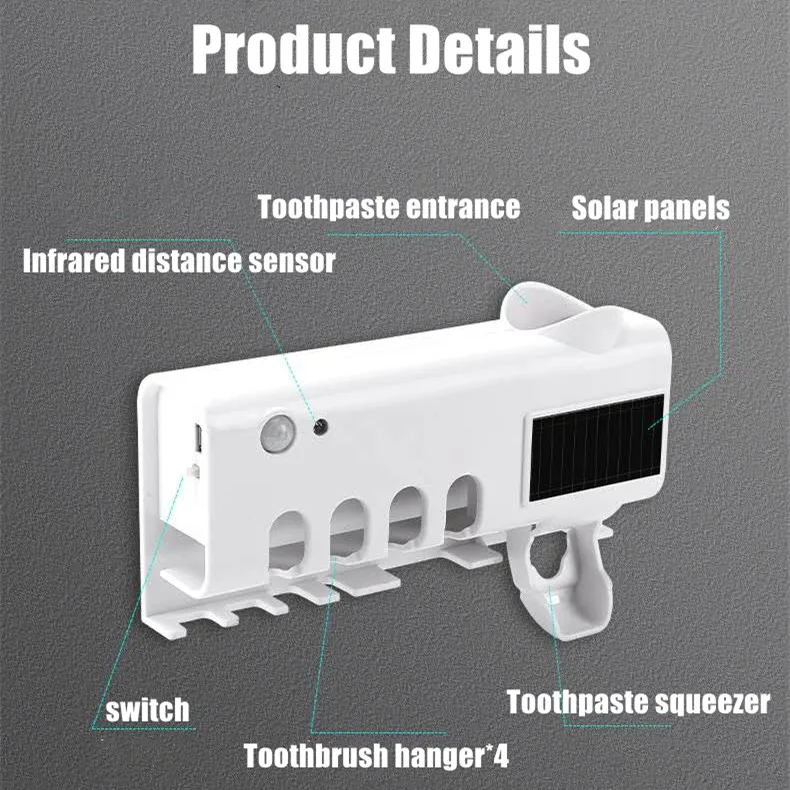  2021 Hot sale Wall Mounted Portable Rechargeable USB UVC LED Toothbrush Sterilizer solar toothbrush