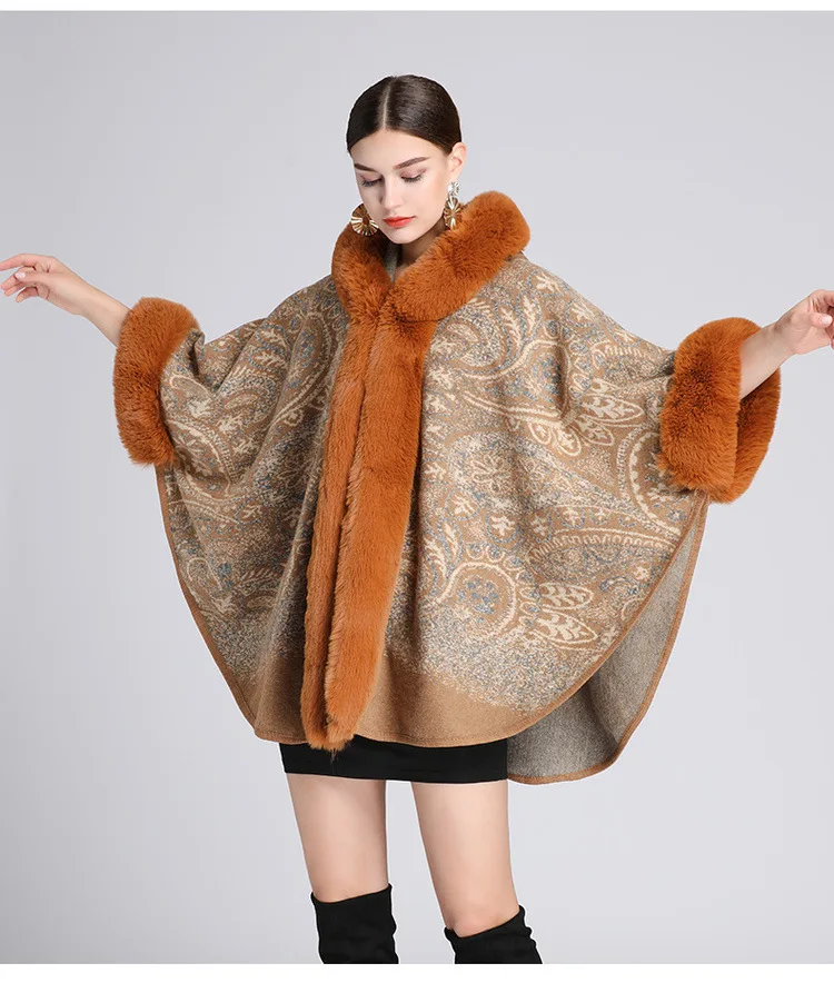 Elegant Winter Faux Mink Fur Cardigan Shawl Warm Hooded Coat
