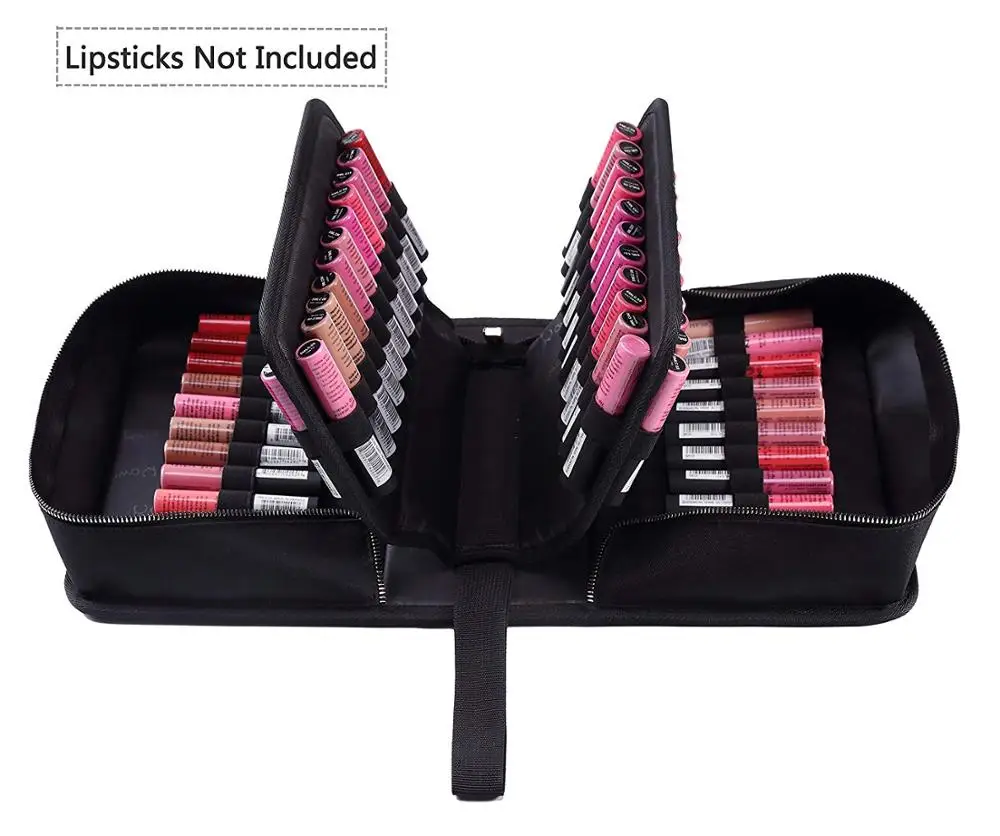 Portable 70 Slot Lipstick Stock Case Holder Organization With Carrying Handle