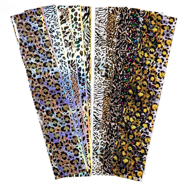 3D Nail Sticker Graphic Metallic Mirror Foils Colorful Nail Art Decoration Full Wrap Nail Art Paper Decals