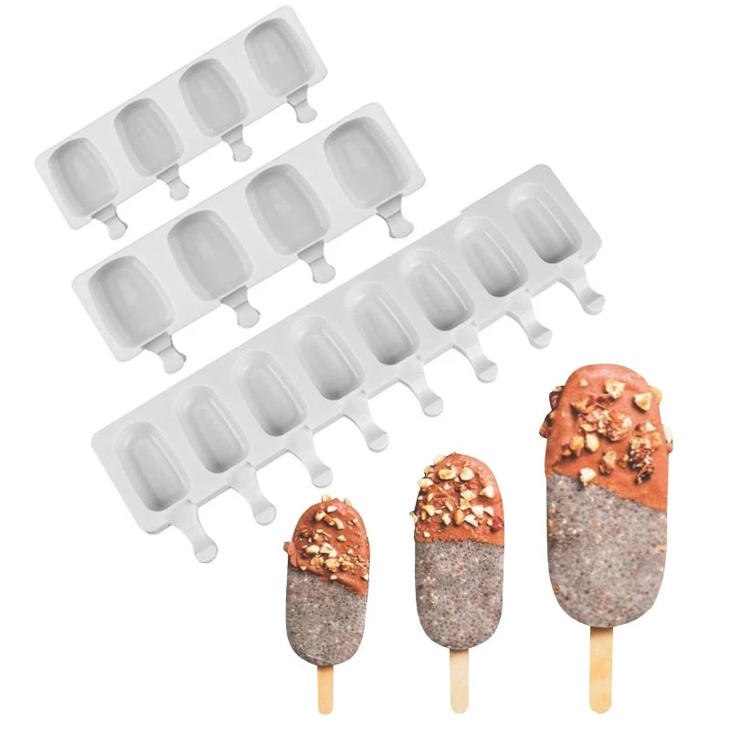 Home Make Lolly Molds High Quality 4 or 8 Cavities Popsicle Mold Ice Cube Tray Silicone Ice Cream Molds