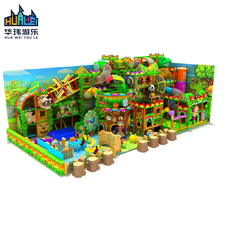 Commercial Children Soft Pay Area Jungle Theme Kids Indoor Playground Equipment With Slide