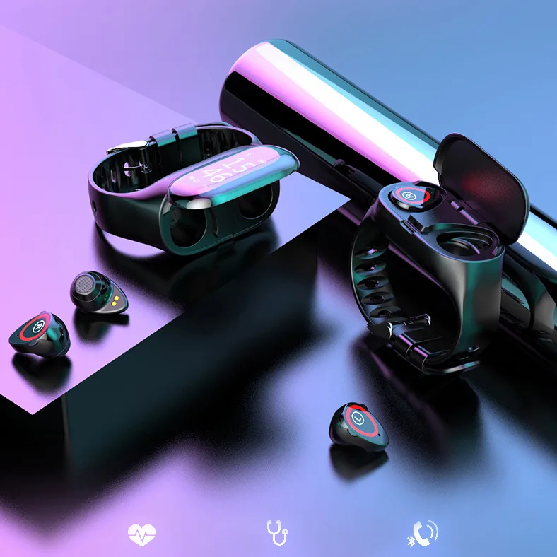 
watch mobile phones dynamic heart rate monitor with TWS earphone M1 