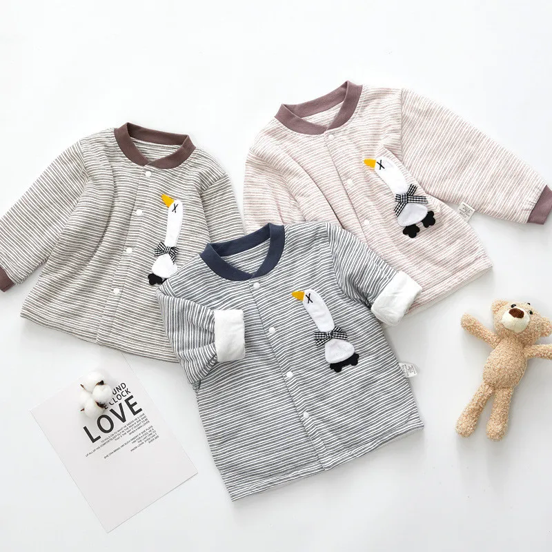 
Wholesale Stylish Cool Cute Toddler Kids Newborn Little Boy Girl Organic 100% Cotton Warm Fall Winter Baby Tops For Winter 