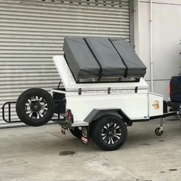 Small Best Quality Australian Standard Rv Mini Atv Travel Camper Trailer with Roof Top Tent and Slide Out Kitchen