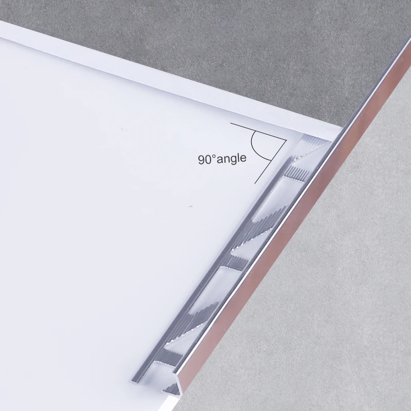 Foshan Flexible Aluminum Chrome Strip Ceramic Floor Border Profile Extrusion Brass Metal L Shape Tile Angle Trim