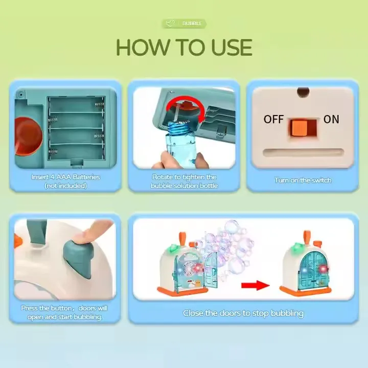 Dreamy House Bubble Machine Toy With Light Automatic Fantasy Bubble Blower Machine Toy Outdoor Soap Water Toy Best Gift For Kids