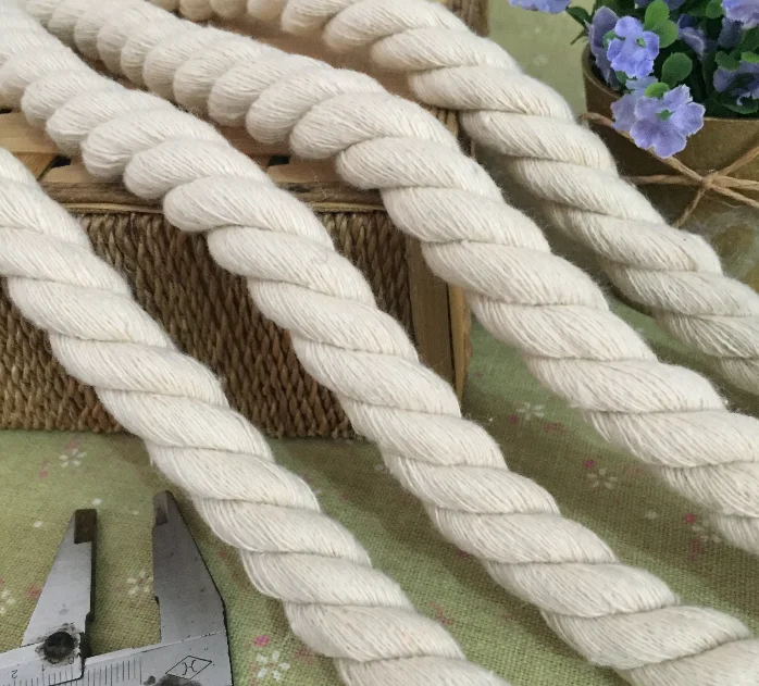 Ropemate 20mm Natural White 3 Strand Twisted Cotton Rope / 3 Ply Macrame Cord / Large Size Cotton Cord for Macrame Kit