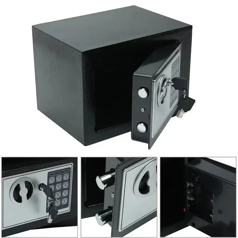 Hot selling safe with digital password lock, small electronic mini deposit key, office and household metal safe