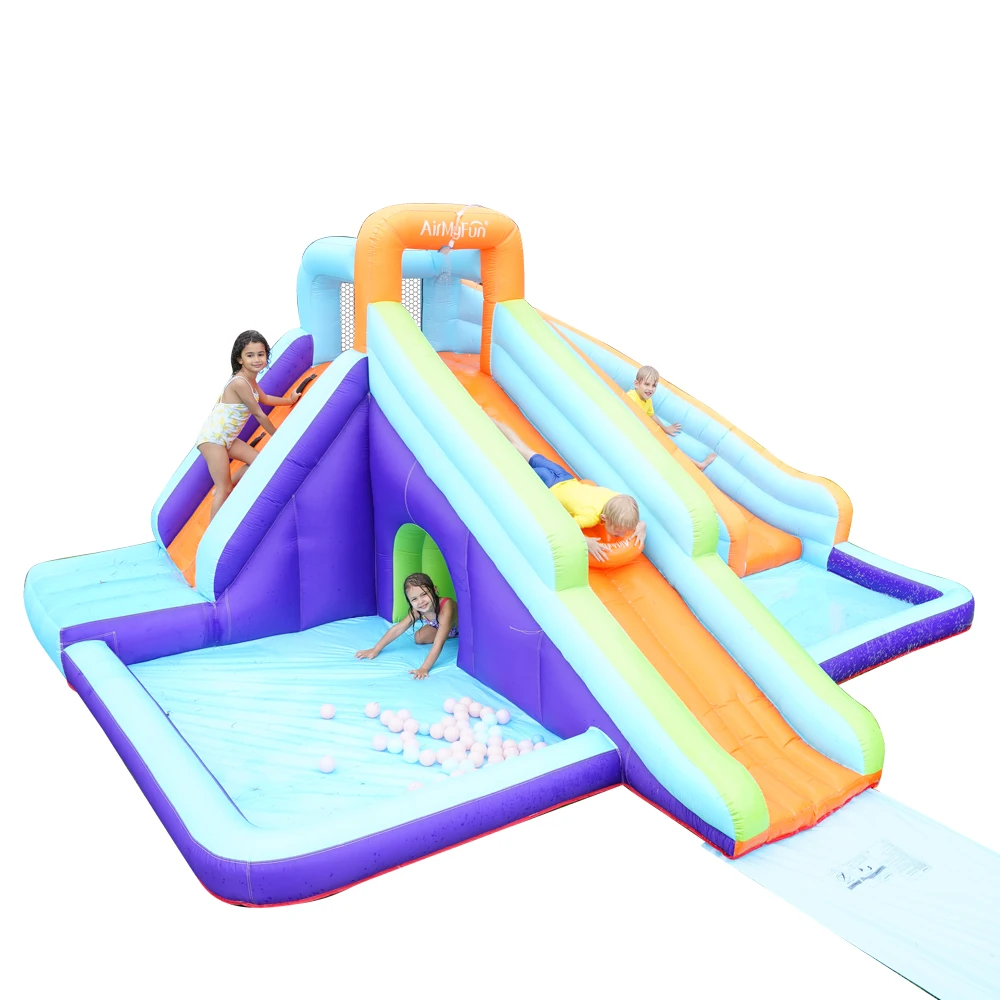 Outdoor commercial kid obstacle toboggan gonflable combo bouncer water slide jumper castle bounce house with 2/two slide