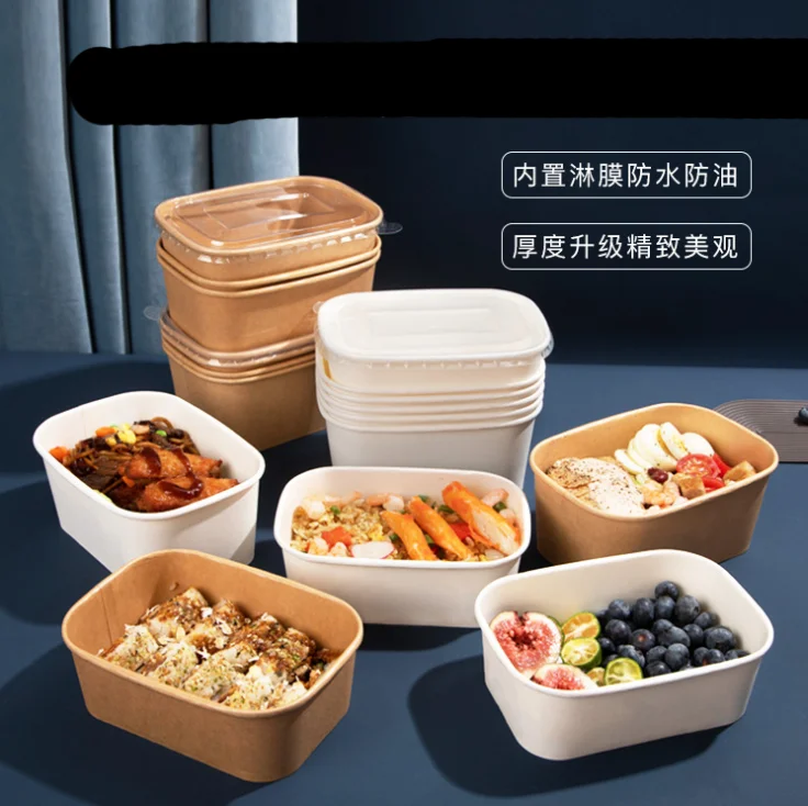 Disposable kraft paper fast food box takeaway packaging paper box fried chicken lunch food box for fast food packaging