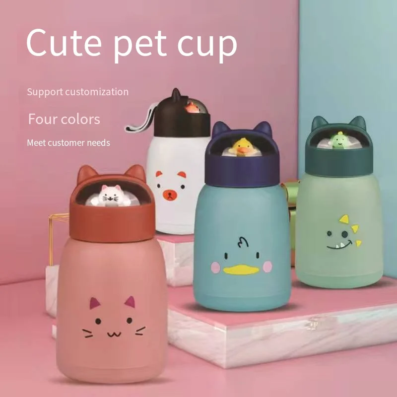 NEW Wholesale Cute Pet Figure Cartoon Opening Gift Glass Outdoor Travel Cup for Children