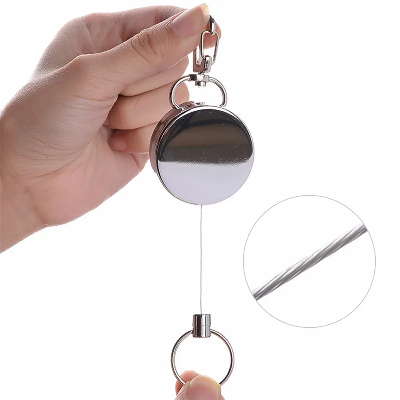 Anti Lost Keychain Outdoor Safety Buckle Retractable Resilience Steel Wire Rope Elastic Keychain Recoil Sporty Alarm Key Ring