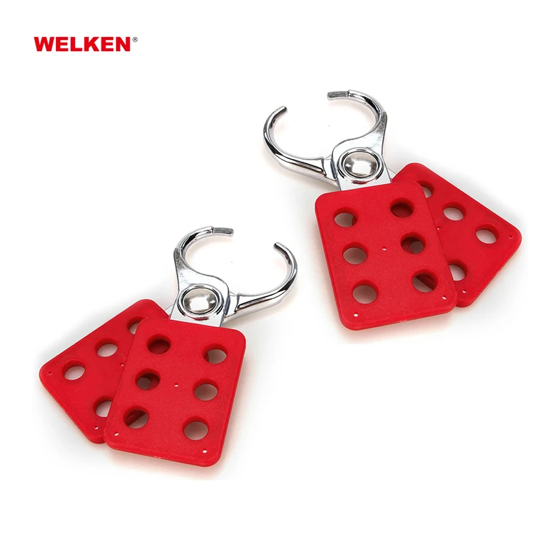 Jaw LOTO hasp with 6 lockout padlock holes
