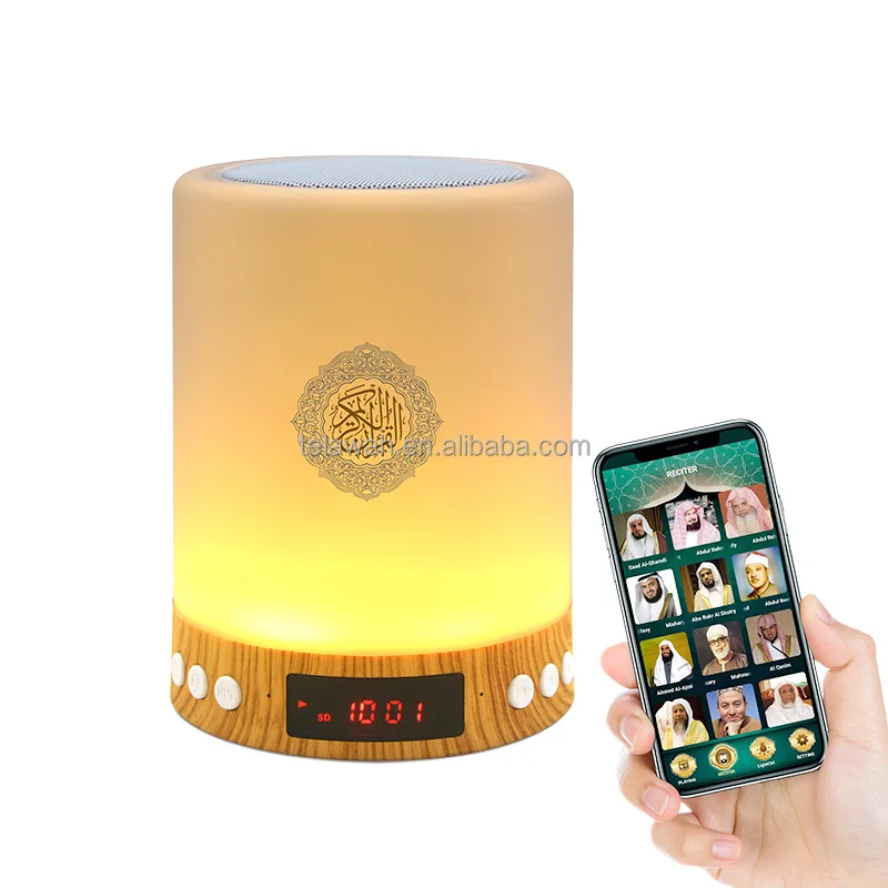 Telwah Wholesale Holy Islam Azan Clock Digital Quran Player LED Lamp Speaker For Children Muslim Gift