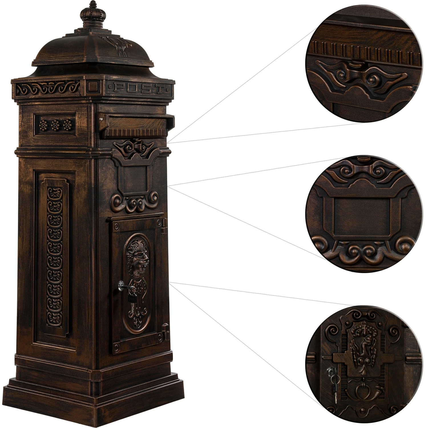 2022 The Most Popular Style Lion Decorative Mail Box Letterbox Post box Standing Box From China