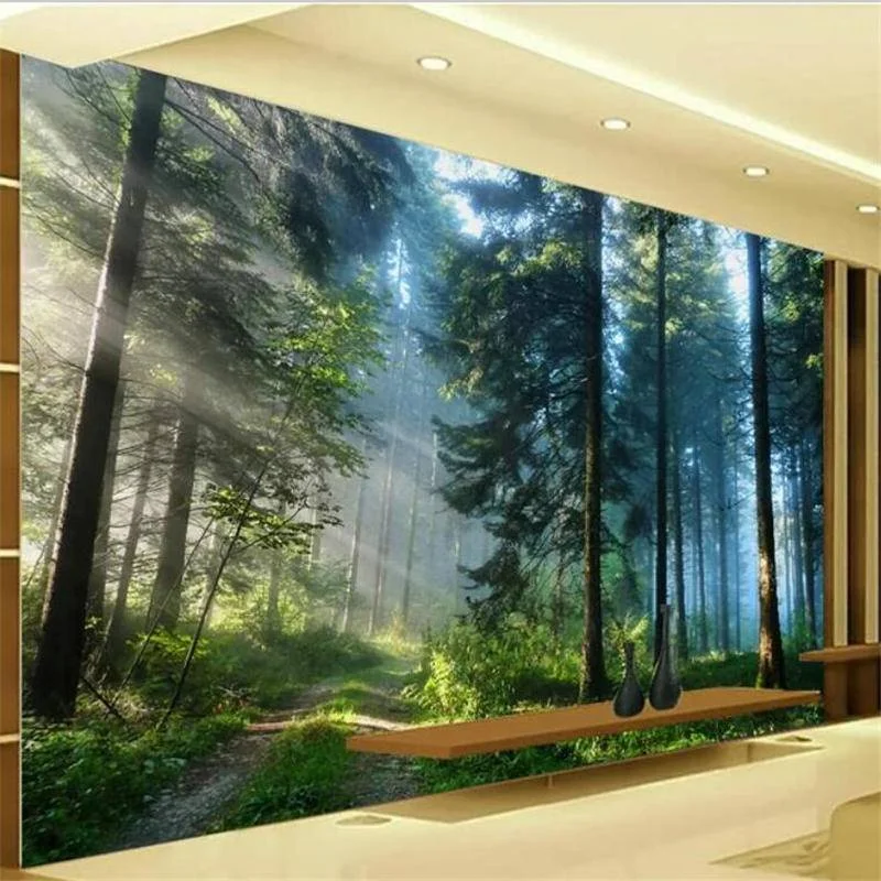 Custom Size Wallpaper Beautiful 3D Sunshine Forest Mural Living Room Bedroom Landscape Backdrop Wall Decor Wallpaper