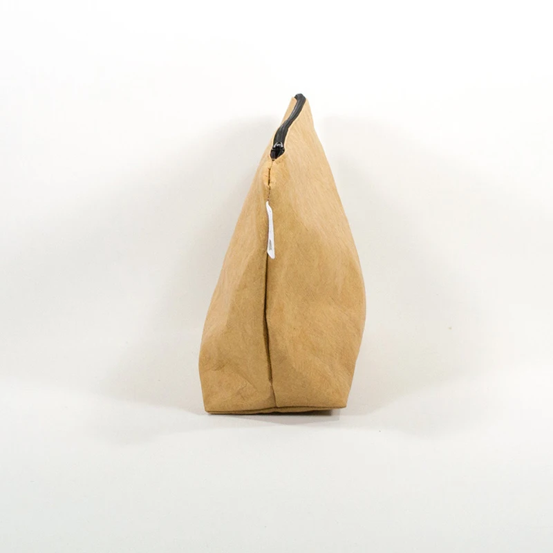 Hot selling recycle kraft paper cosmetic bag washable paper make up pouch sustainable tyvek toiletry bag