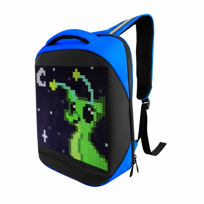 LED Backpack with Full Color Screen and Programmable DIY Panel Outdoor Human Billboard Advertising Travel Bag Laptop Backpack