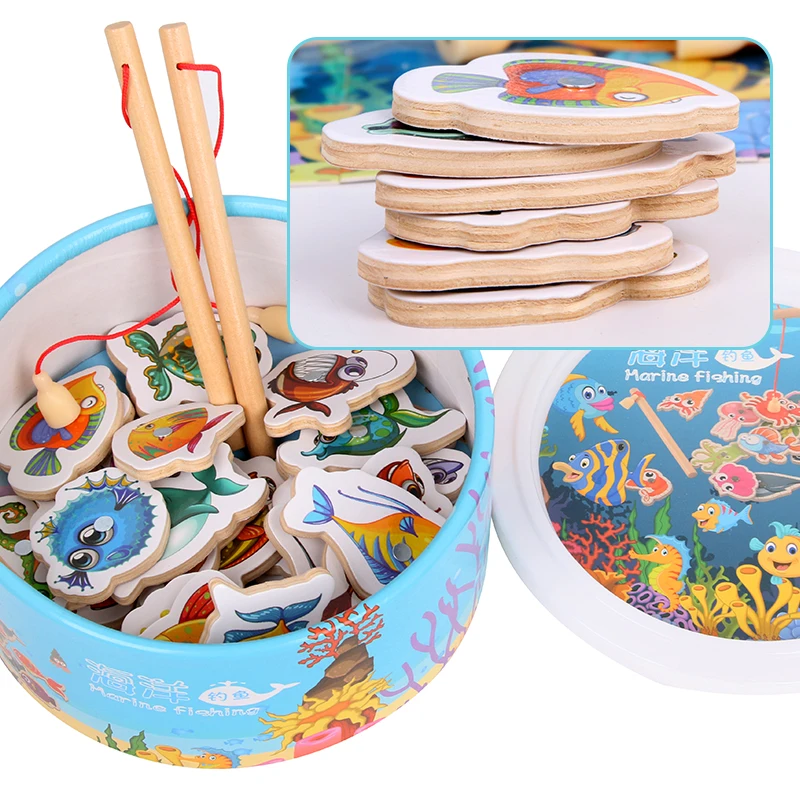 High Quality Magnetic Wooden Magnet Fishing Game Toys For 3 4 5 Year Old Boys Girl Kids Toddlers