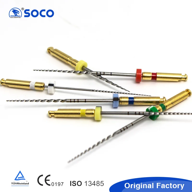 Soco  2015 Strong Flexible Dental File Root Canal Taper Endodontic File Dental instrument gold heat activates rotary file