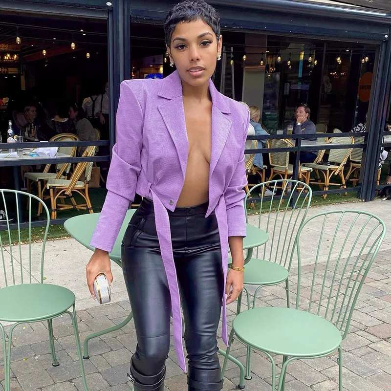 Factory Wholesale Solid Color Cropped Cardigan Long Sleeve Bandage 2021 Fall Tops