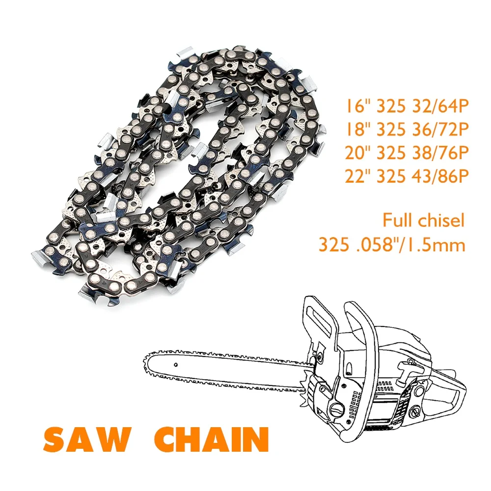 Professional Saw Chain Full Chisel 325 Pitch 058 Gauge 64/72/76/86 Drive Link Available