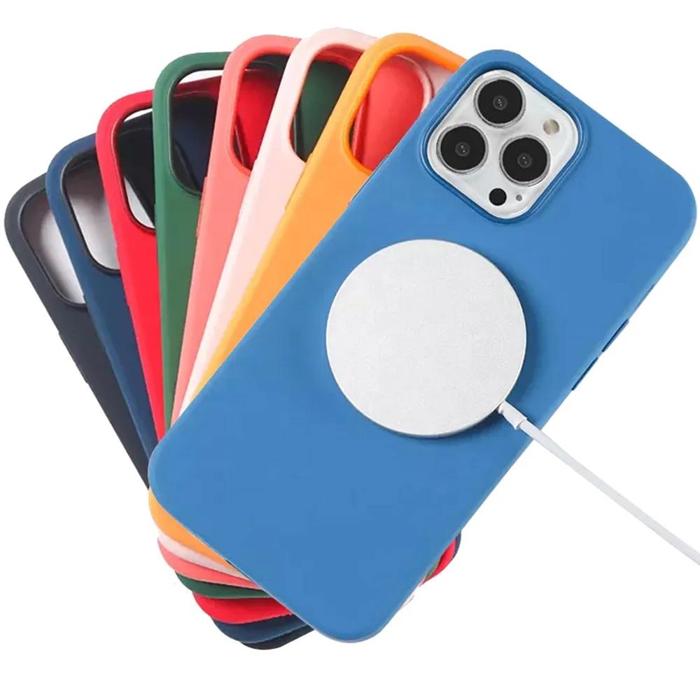 Custom LOGO Animation Cover Popups Liquid Silicon Magnetic Phone Case for Iphone 14 13 12 Pro Max Plus For Magsafes