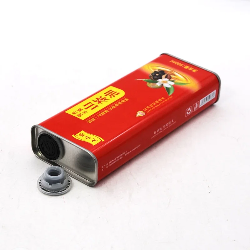 Custom Olive Oil Tin Cans 500ml Olive Oil Tin Cans Food Safe Rectangle Box Packaging Food Grade Olive Oil Tin Metal Cans