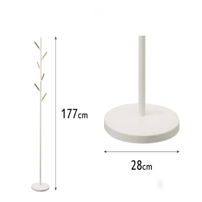 Single Pole Modern Coat Hat Rack Iron Wood Adult Storage Hanging Bag Rack for Living Room Bedroom Floor Hanging for Clothing Use