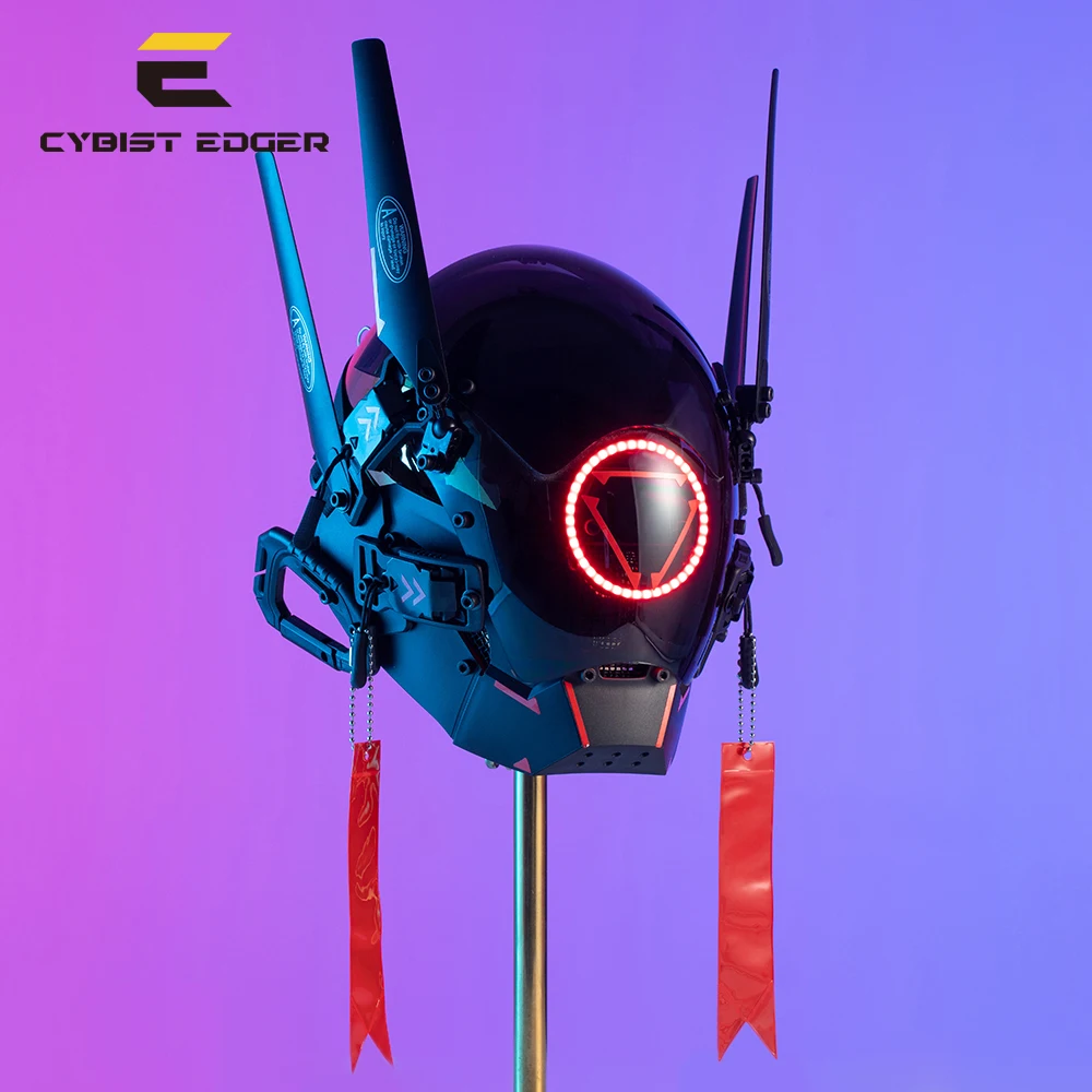 CYBER09 Glowing cyberpunk lightsaber transformed into role-playing Halloween masks futuristic jumping cool led party mask