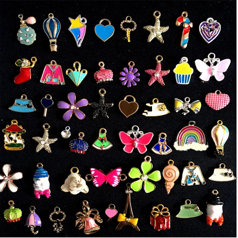 Factory wholesale mixed enamel fashion luxury designs inspired pendants bangles bracelets charms for DIY jewelry making