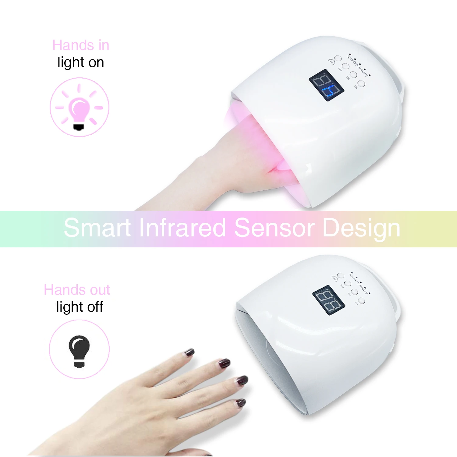 Source manufacturer 86W Portable Rechargeable 4 Timer Uv LED Nail Lamp Nail Dryer Customizable