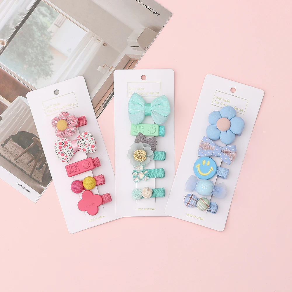 Fashion Non-slip Cute  Flower Girls 0-6 Baby Kids Hair Accessories Set Hair Pins Barrettes Hair Clips