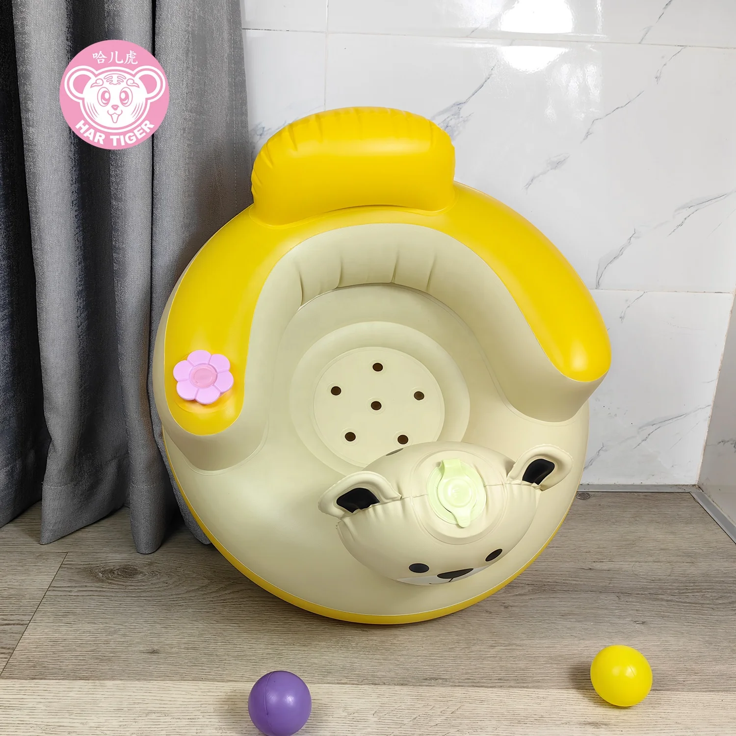 New Portable Cute Bear Baby Inflatable Sofa For Learning Eating Dinner PVC Inflatable Baby Sofa